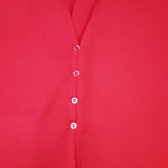 Charlotte Russe Red Sheer Button Front Shirt Size Medium - Picture 8 of 11